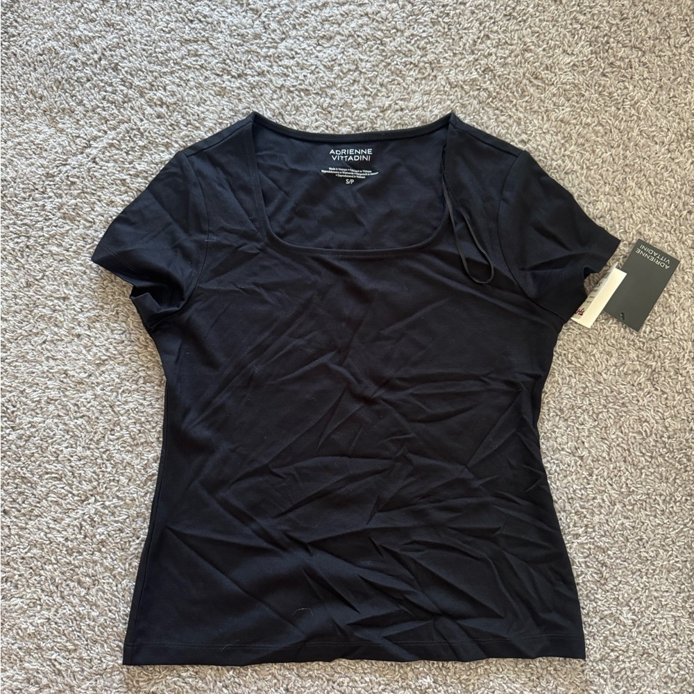 Adrienne Vittadini Classic Black Short Sleeve Tee
